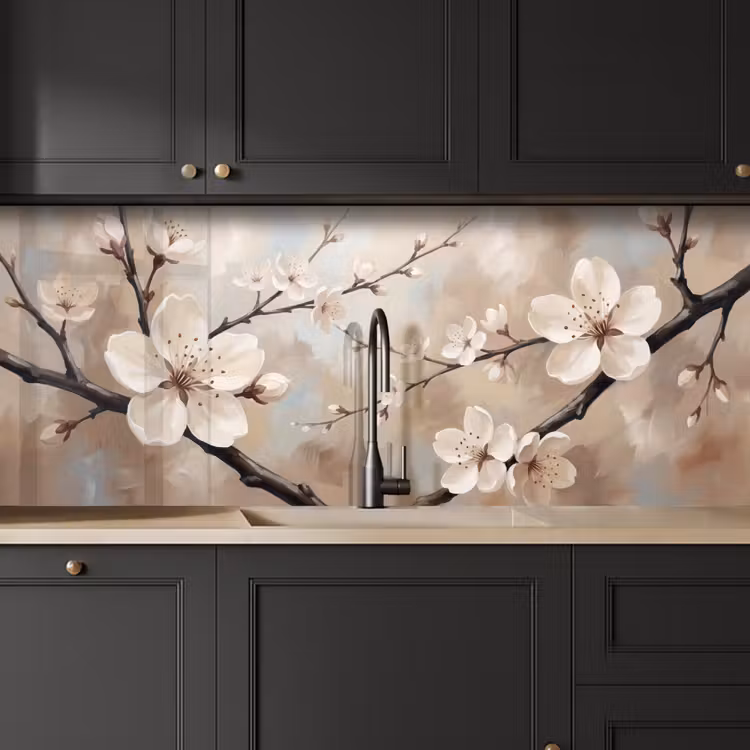 Bloesem - Takken - Schilderij - Beige - Serene keuken achterwand 2 middel -sfeer1