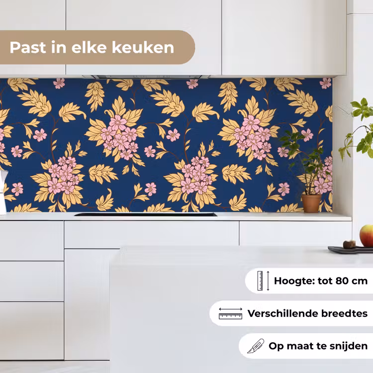 Bloesem - Bladeren - Roze - Goud - Patronen keuken achterwand 2 middel 871 -sfeer4_NL