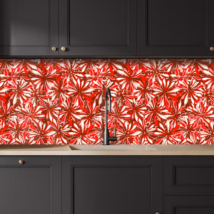 Bloesem - Rood - Patronen - Bloemen keuken achterwand 2 middel 871 -sfeer1