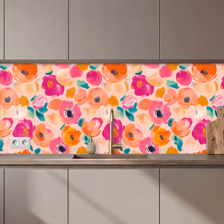 Bloesems - Vrolijk - Kleurrijk keuken achterwand 2 middel 871 zz_3dshopping