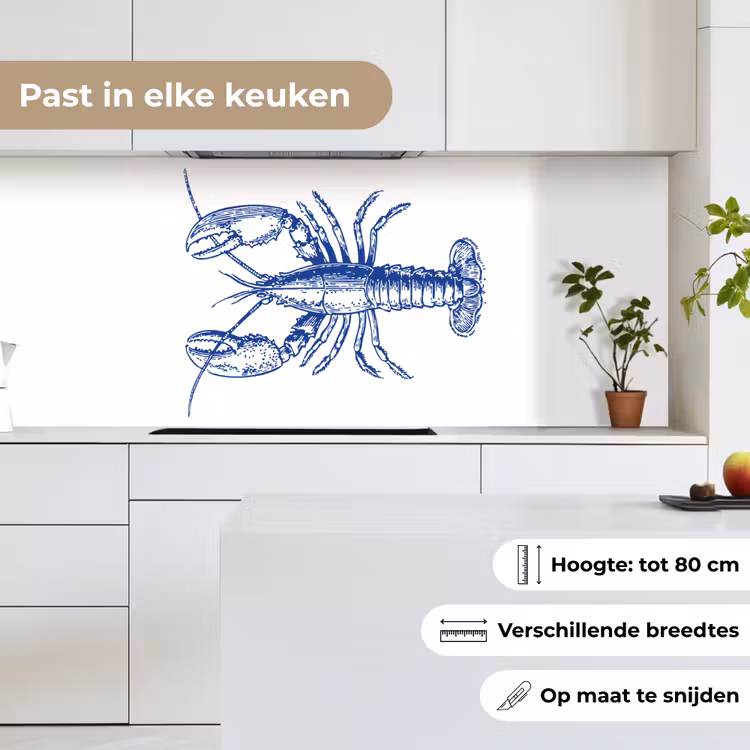 Blauw - Kreeft - Wit keuken achterwand 2 middel -sfeer4_NL