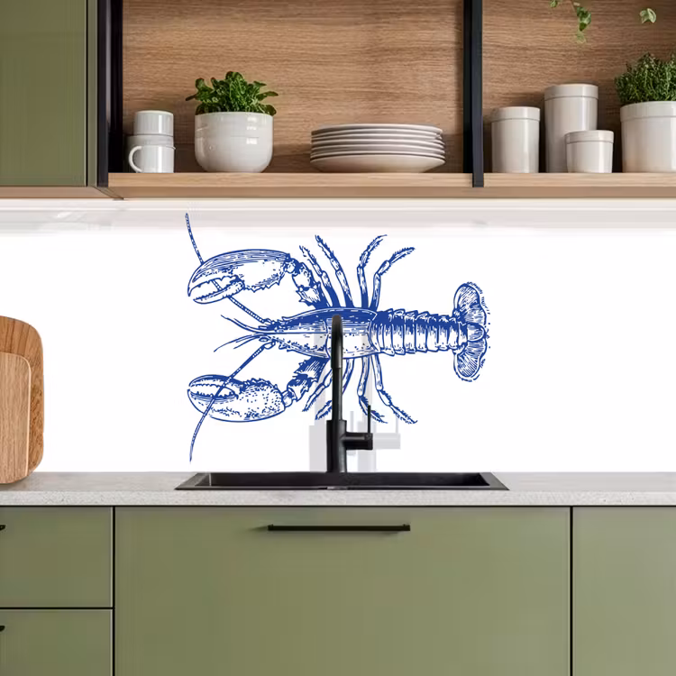 Blauw - Kreeft - Wit keuken achterwand 2 middel -sfeer3