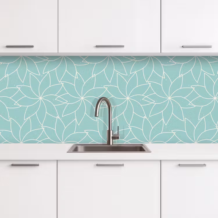 Blauw - Mandala - Design keuken achterwand 2 middel 871 -3d