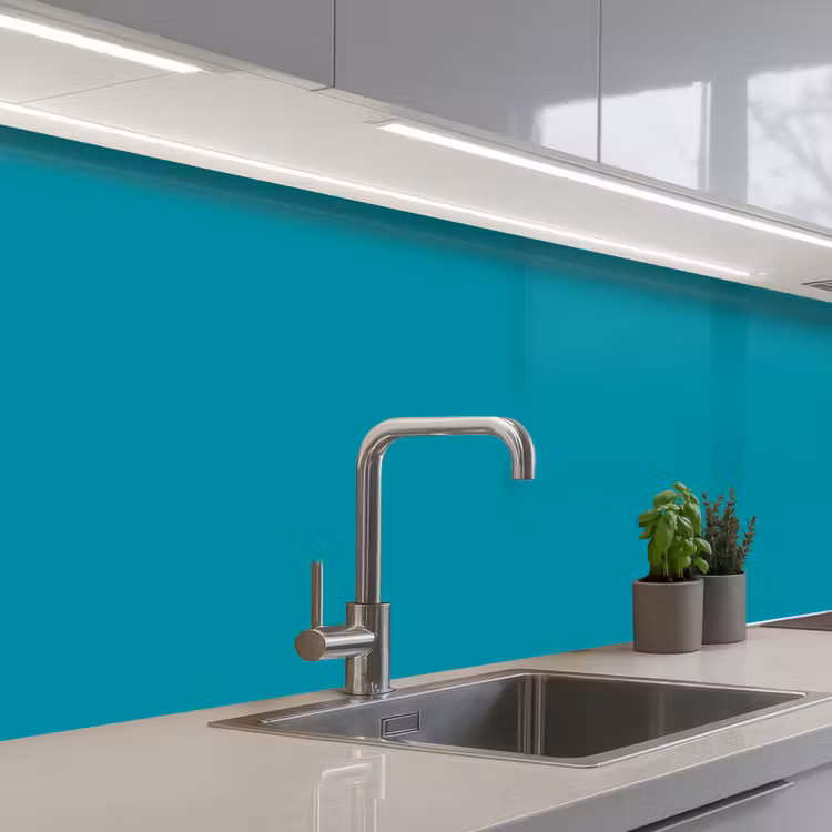 Blauw - Effen kleur keuken achterwand 2 middel 871 -3d_schuin