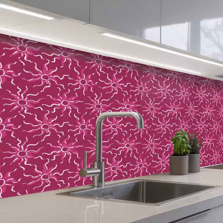 Bohemian - Zon - Magenta keuken achterwand 2 middel 871 -3d_schuin