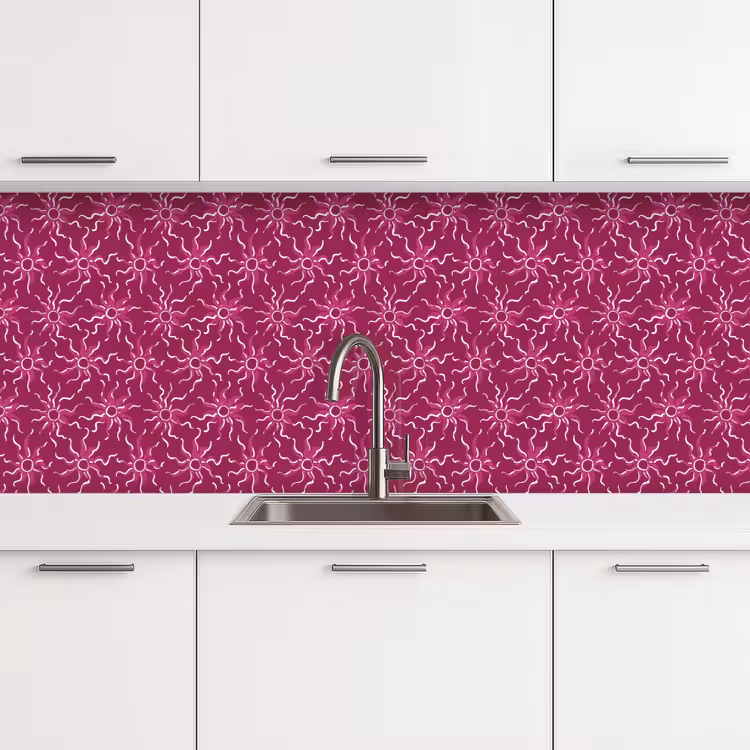 Bohemian - Zon - Magenta keuken achterwand 2 middel 871 -3d