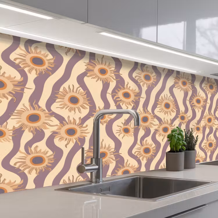 Bohemian - Vibe - Lavendelpaars keuken achterwand 2 middel 871 -3d_schuin