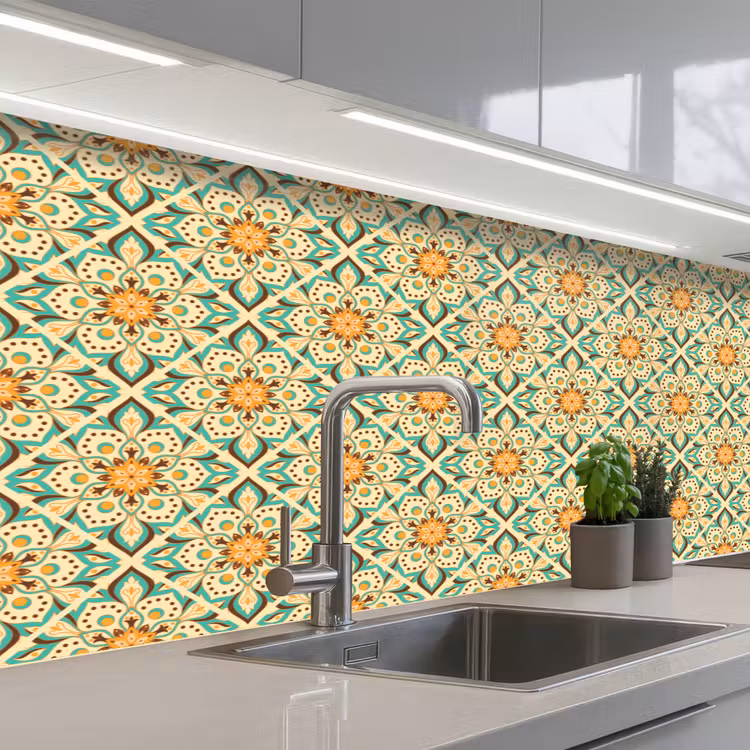 Boho - Patronen - Mandala - Bloemen keuken achterwand 2 middel 871 -3d_schuin
