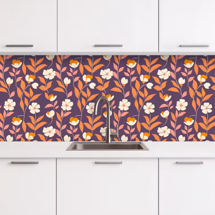 Boho - Vintage - Paars keuken achterwand 2 middel 871 -3d