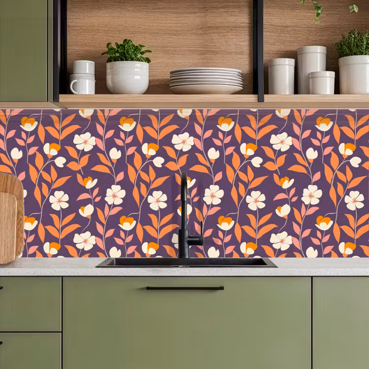 Boho - Vintage - Paars keuken achterwand 2 middel 871 -sfeer3