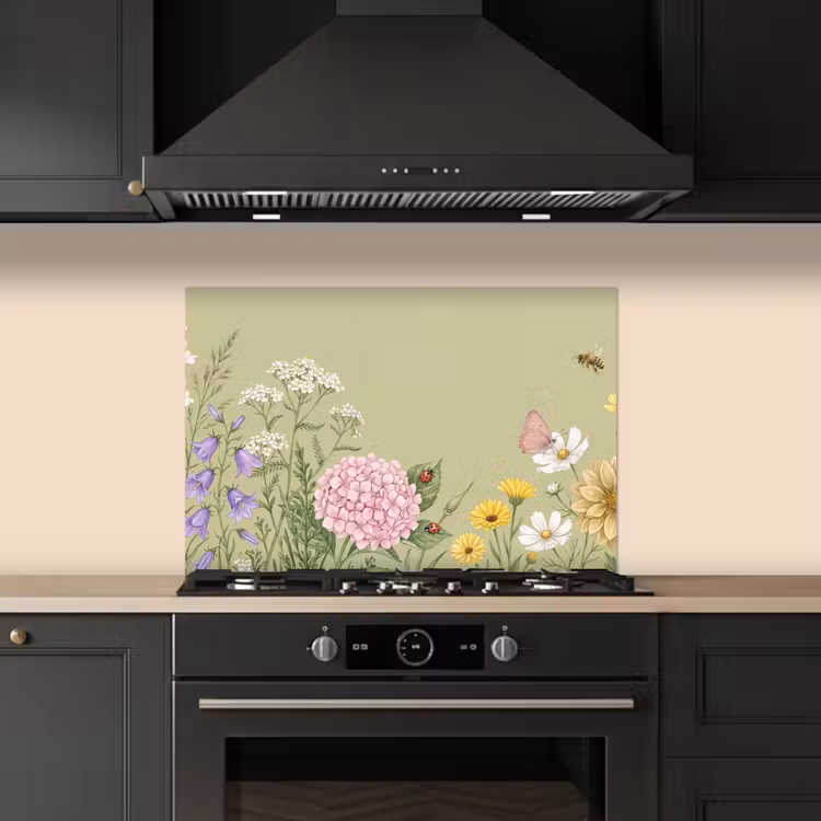Botanisch - Bloemen - Kleurrijk keuken achterwand 2 middel -3d_schuin