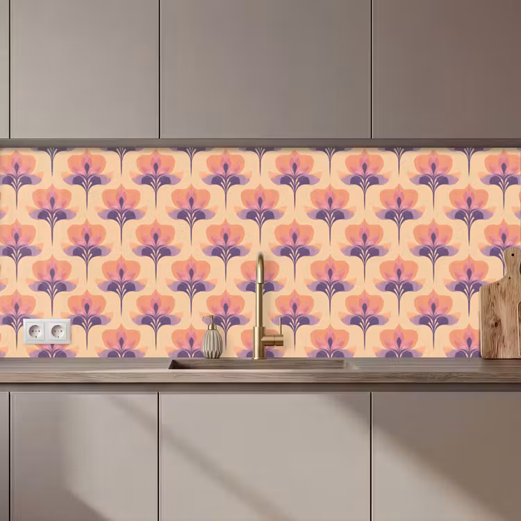 Botanisch - Patroon - Pastel keuken achterwand 2 middel 871 zz_3dshopping