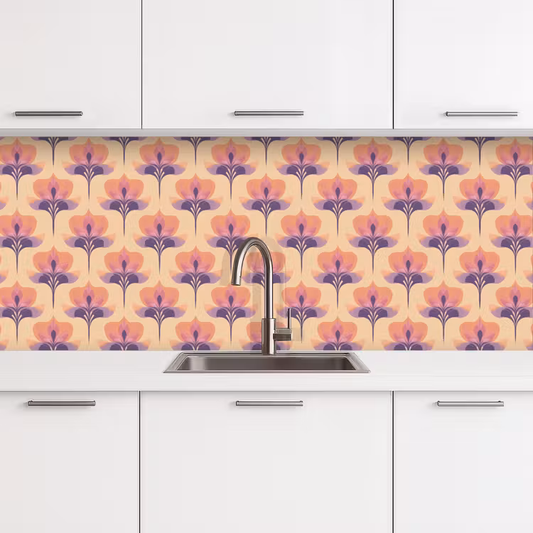 Botanisch - Patroon - Pastel keuken achterwand 2 middel 871 -3d