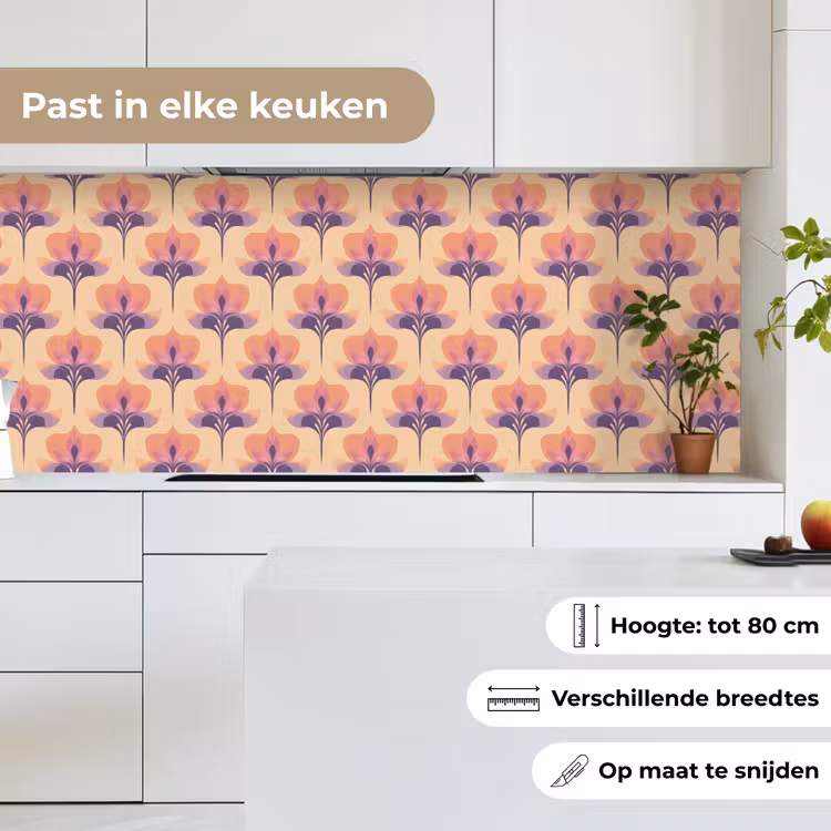 Botanisch - Patroon - Pastel keuken achterwand 2 middel 871 -sfeer4_NL