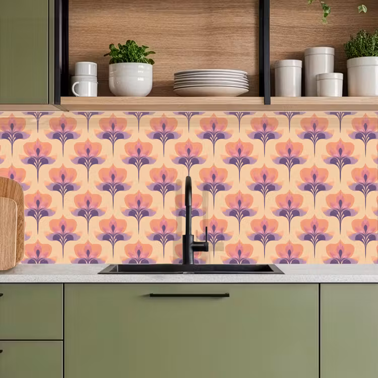 Botanisch - Patroon - Pastel keuken achterwand 2 middel 871 -sfeer3