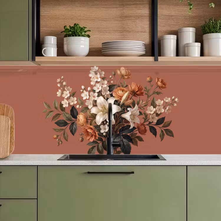 Boeket - Retro - Kleurrijk keuken achterwand 2 middel -sfeer3