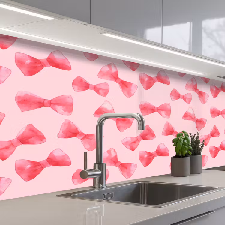 Strikken - Aquarel - Roze keuken achterwand 2 middel 871 -3d_schuin