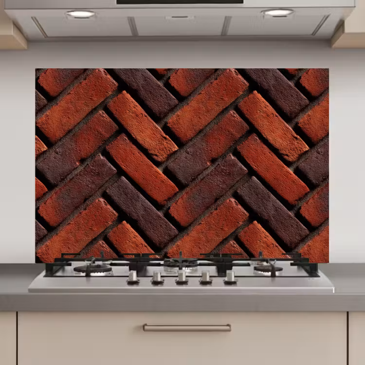 Bakstenen - Visgraat - Structuur - Roodbruin keuken achterwand spatscherm klein 900 -3d_website