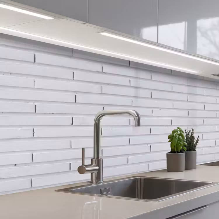 Bakstenen - Geverfd - Wit - Minimalistisch keuken achterwand 2 middel 871 -3d_schuin