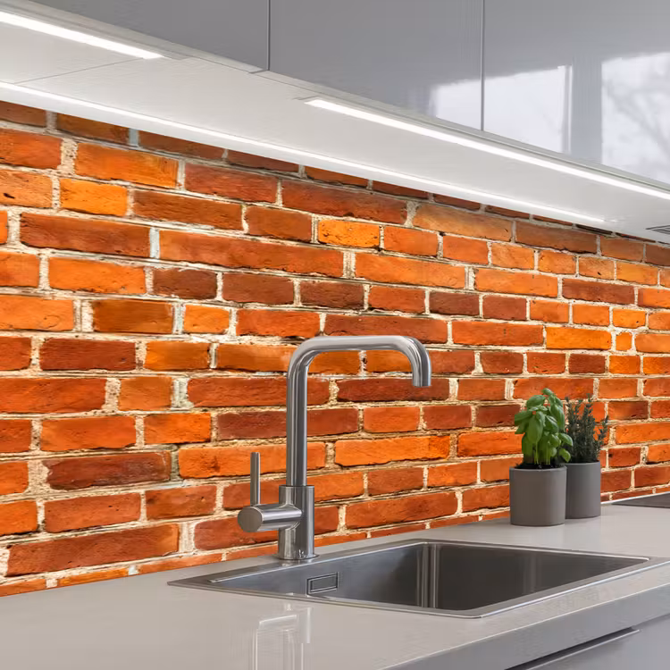 Bakstenen - Muur - Rood keuken achterwand 2 middel 871 -3d_schuin