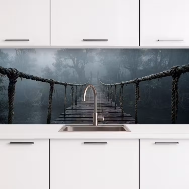 Brug - Jungle - Mist - Natuur keuken achterwand 2 middel -3d