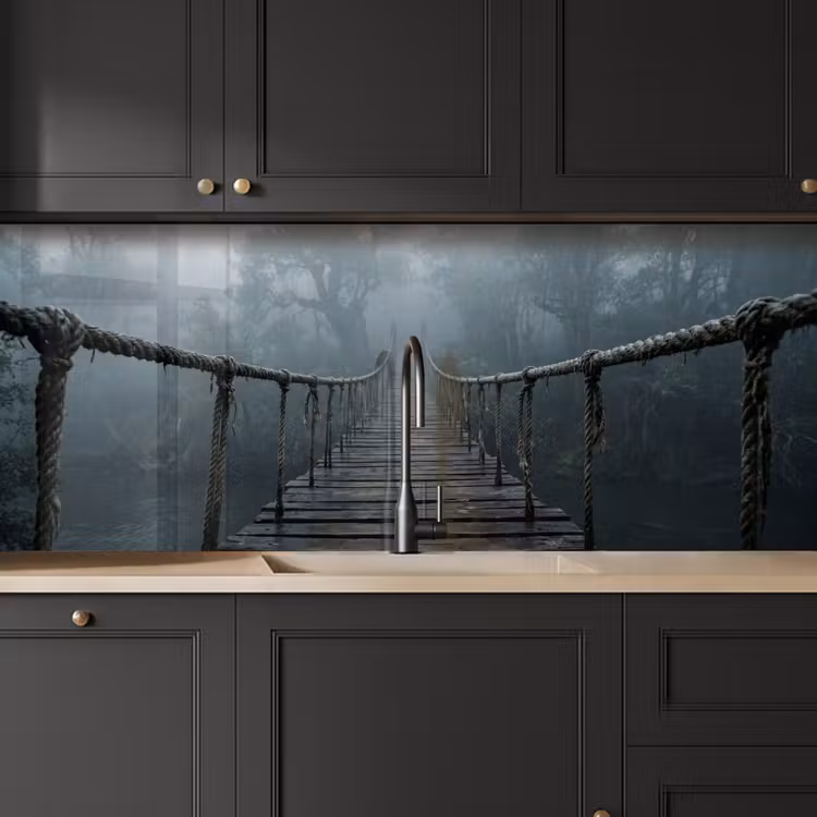 Brug - Jungle - Mist - Natuur keuken achterwand 2 middel -sfeer1