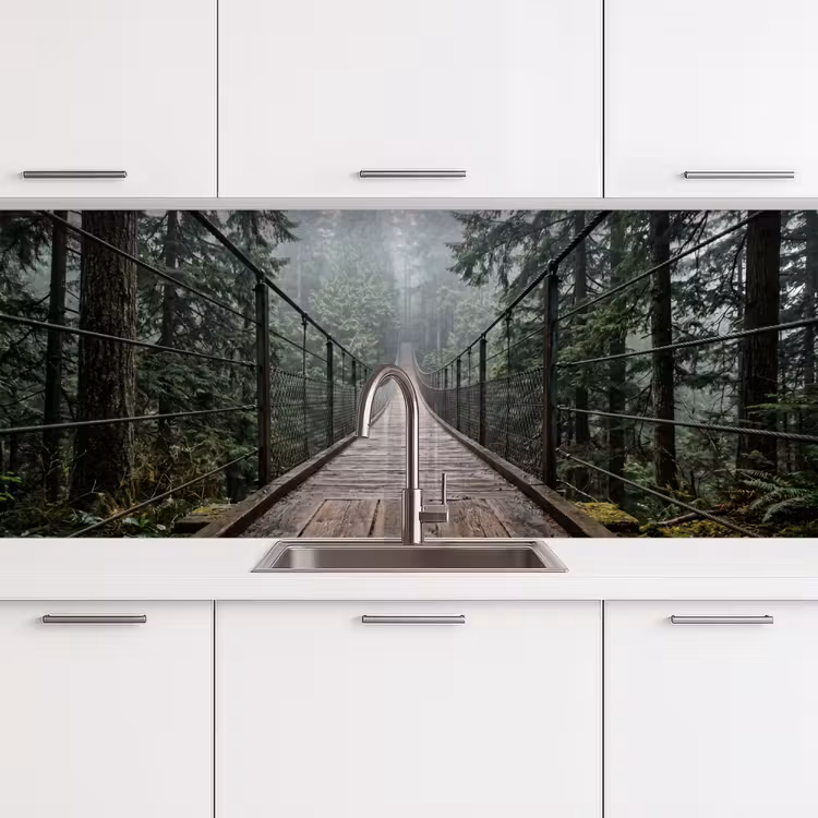 Brug - Bos - Mist - Natuur keuken achterwand 2 middel -3d