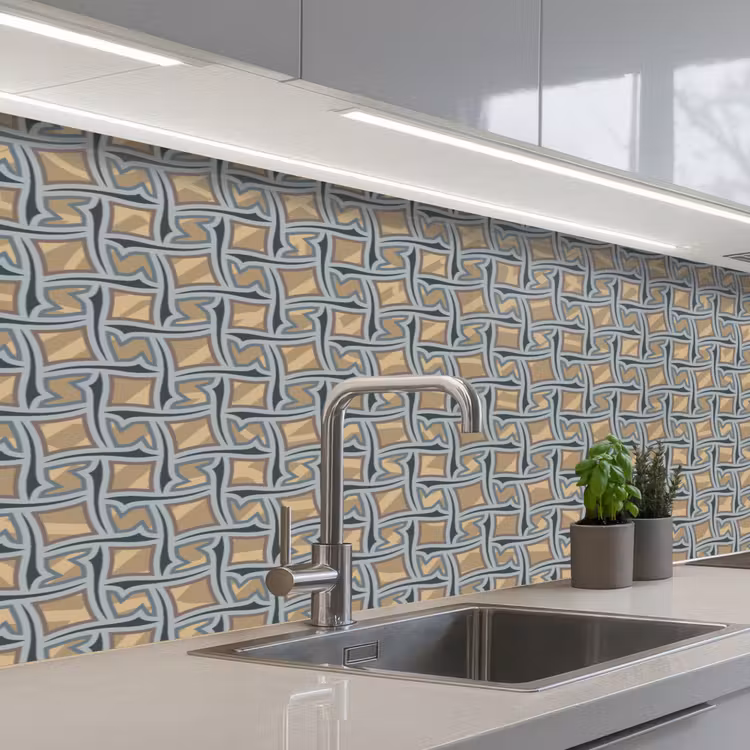 Bruin - Patronen - Geometrie keuken achterwand 2 middel 871 -3d_schuin