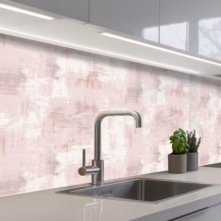 Penseelstrepen - Verbleekte - Roze keuken achterwand 2 middel 871 -3d_schuin