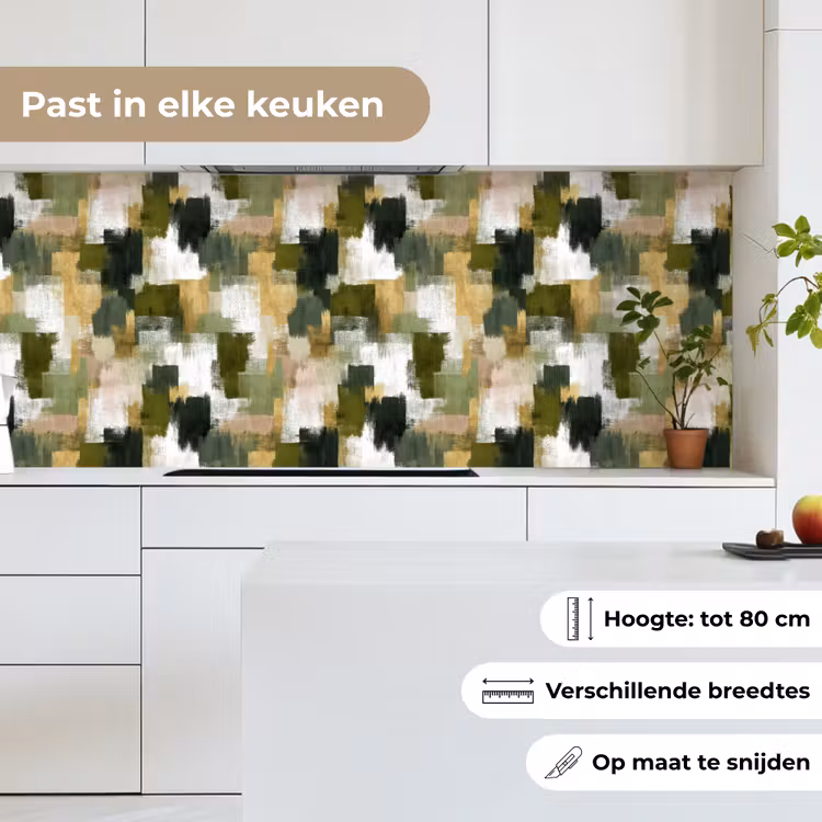 Penseelstrepen - Mos - Groentinten keuken achterwand 2 middel 871 -sfeer4_NL