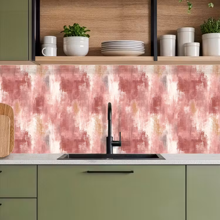 Penseelstrepen - Verweerd - Roze keuken achterwand 2 middel 871 -sfeer3