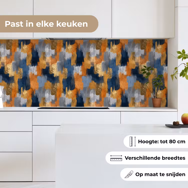 Penseelstrepen - Ruw - Textuur - Koperblauw keuken achterwand 2 middel 871 -sfeer4_NL