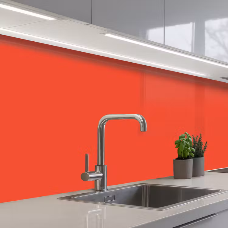 Burnt - Coral - Oranje keuken achterwand 2 middel 871 -3d_schuin