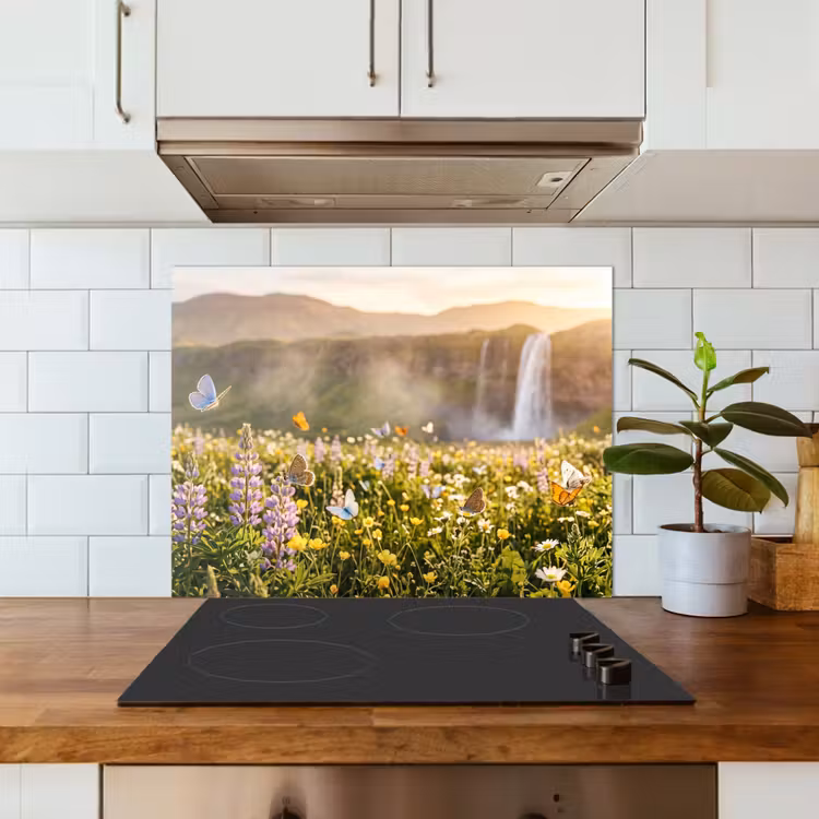 Vlinders - Waterval - Bloemenveld keuken achterwand 2 middel -sfeer4_NL