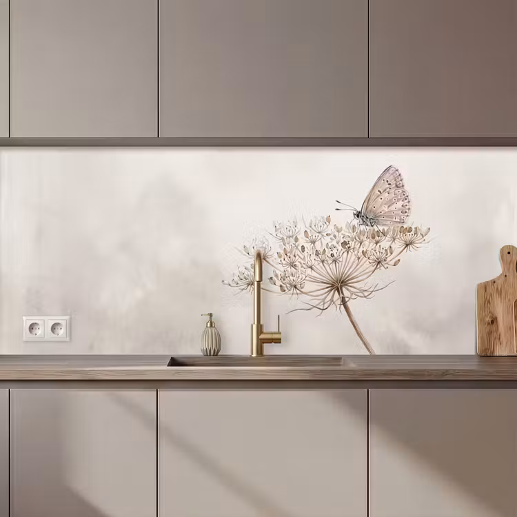 Vlinder - Bloem -Natuur - Beige keuken achterwand 2 middel zz_3dshopping
