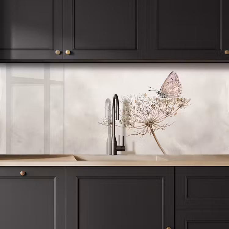 Vlinder - Bloem -Natuur - Beige keuken achterwand 2 middel -sfeer1