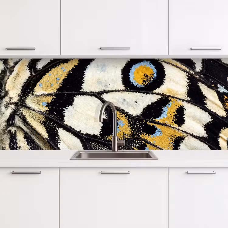 Vlinder - Vleugel - Geel keuken achterwand 2 middel -3d