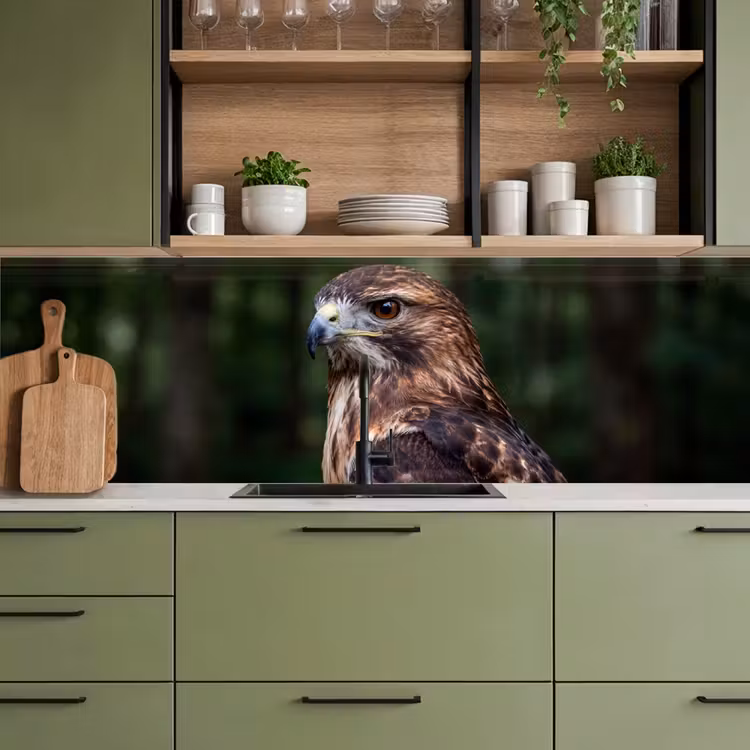 Buizerd - Roofvogel - Natuur - Bruin keuken achterwand 2 middel -sfeer3