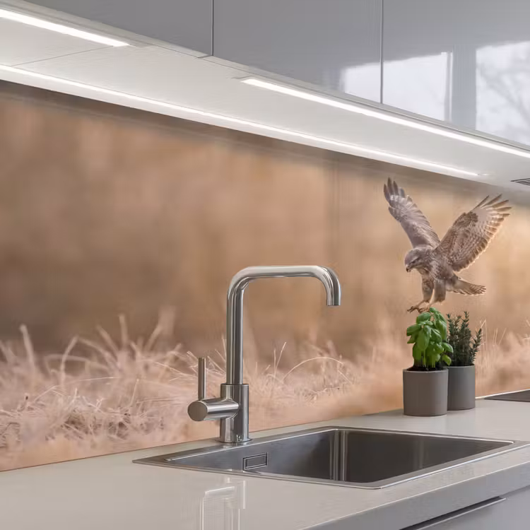 Buizerd - Roofvogel - Natuur - Bruin keuken achterwand 2 middel -3d_schuin