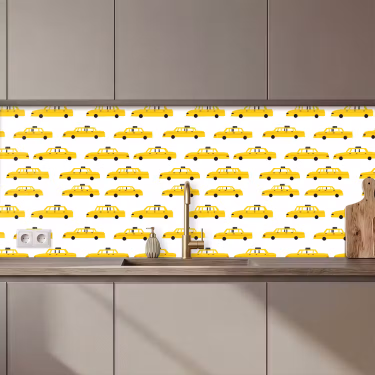 Taxi - Iconisch - Geel keuken achterwand 2 middel 871 zz_3dshopping