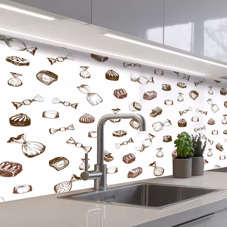 Snoep - Vintage - Chocolade - Design keuken achterwand 2 middel 871 -3d_schuin