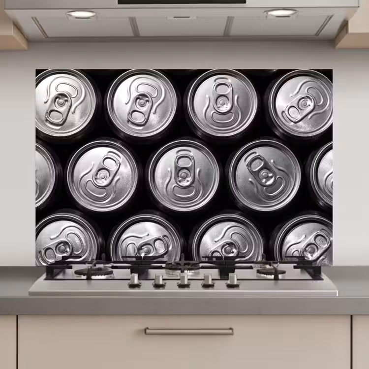 Blikjes - Aluminium - Patroon - Industrieel - Zilver keuken achterwand spatscherm klein -3d_website
