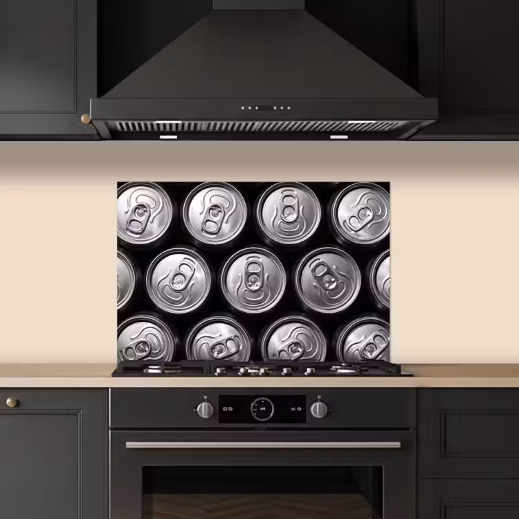 Blikjes - Aluminium - Patroon - Industrieel - Zilver keuken achterwand spatscherm klein -sfeer1
