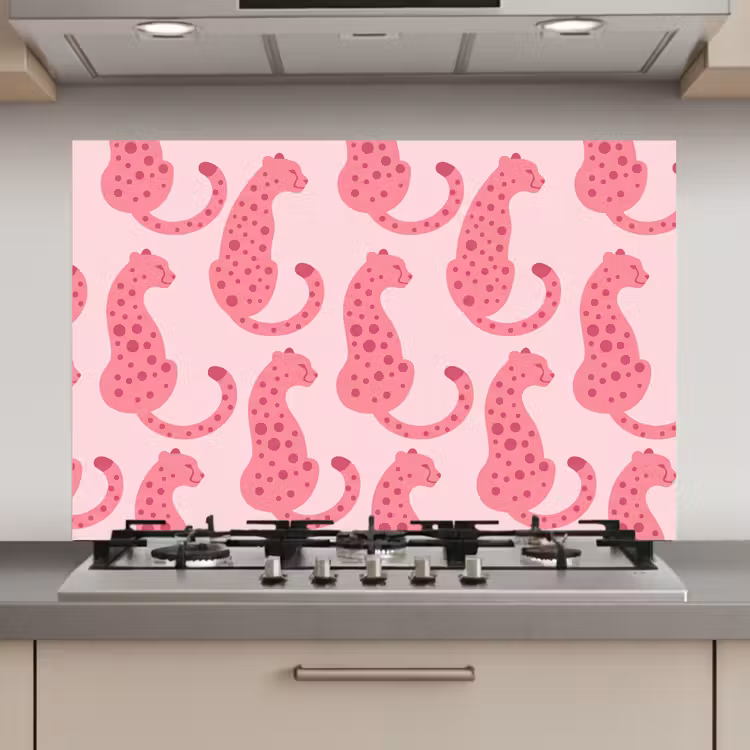 Kat - Gevlekt - Dieren - Patroon - Roze keuken achterwand spatscherm klein -3d_website
