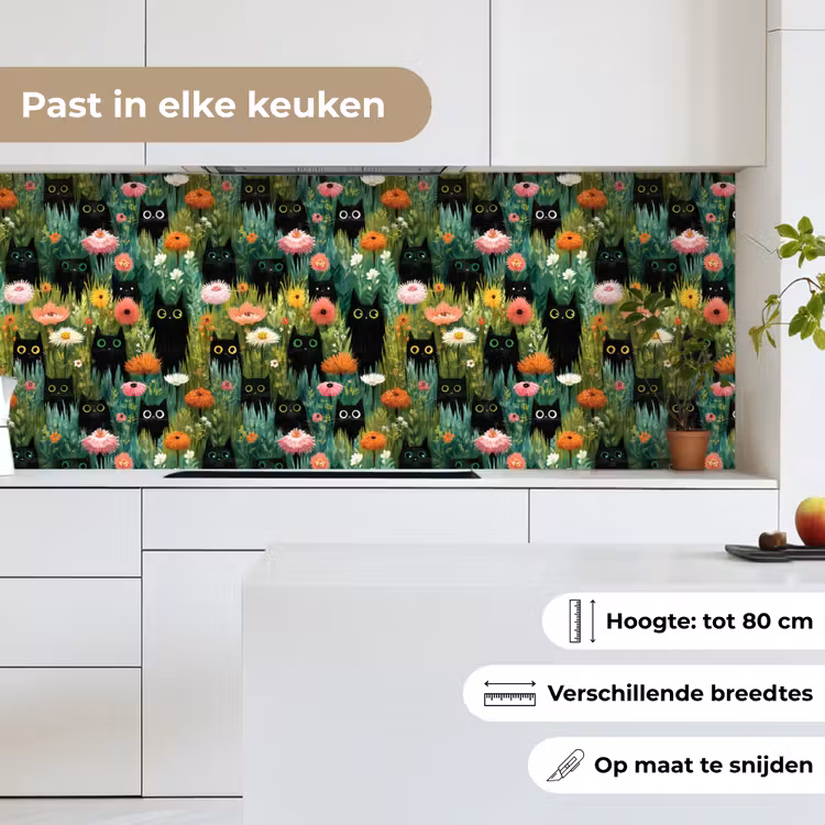 Katten - Bloemen - Kleurrijk keuken achterwand 2 middel 871 -sfeer4_NL