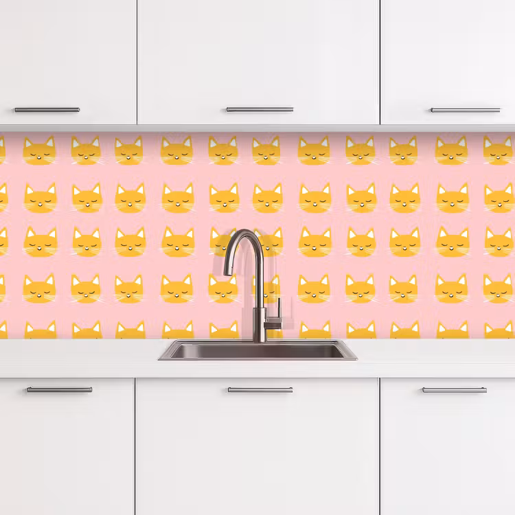 Katten - Patroon - Roze keuken achterwand 2 middel 871 -3d