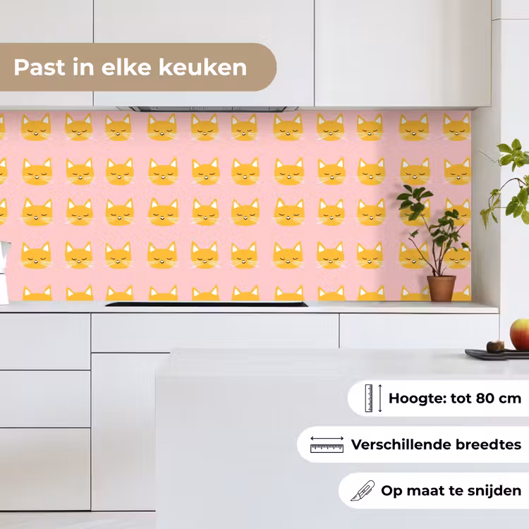 Katten - Patroon - Roze keuken achterwand 2 middel 871 -sfeer4_NL