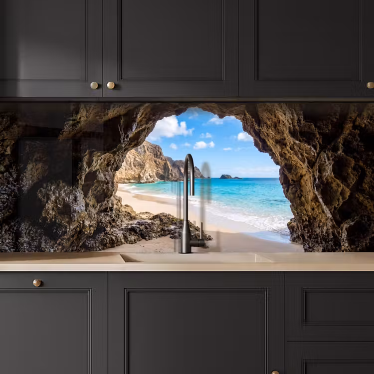 Grot - Strand - Zee - Blauw keuken achterwand 2 middel -sfeer1