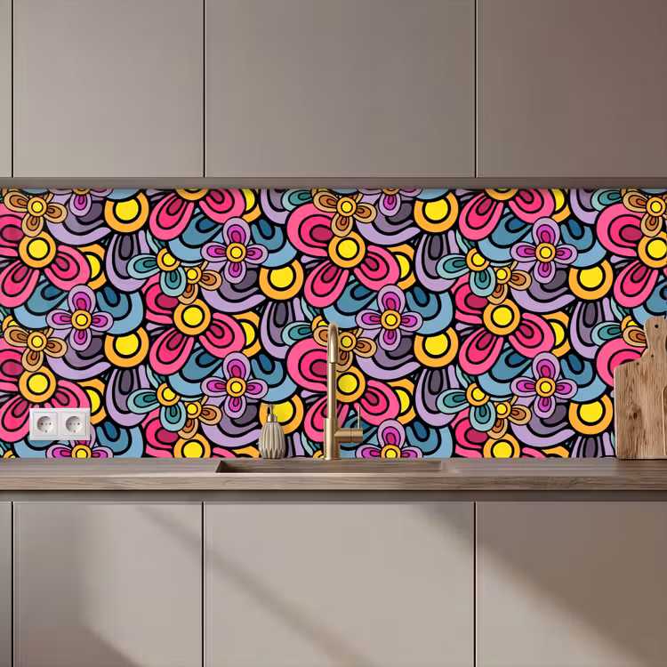 Patroon - Hippie - Bloemen - Paars keuken achterwand 2 middel 871 zz_3dshopping