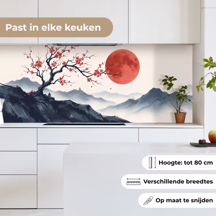 Kersenbloesem - Oosters - Rood keuken achterwand 2 middel -sfeer4_NL
